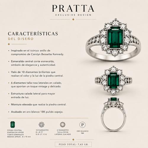 anillo exclusivo oro blanco 18K pulido espejo.