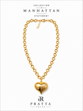 Collar dorado eslabones y corazón biselados.