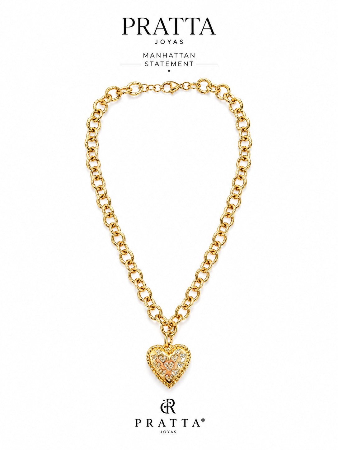 Collar corazón zafiro, cadena biselada